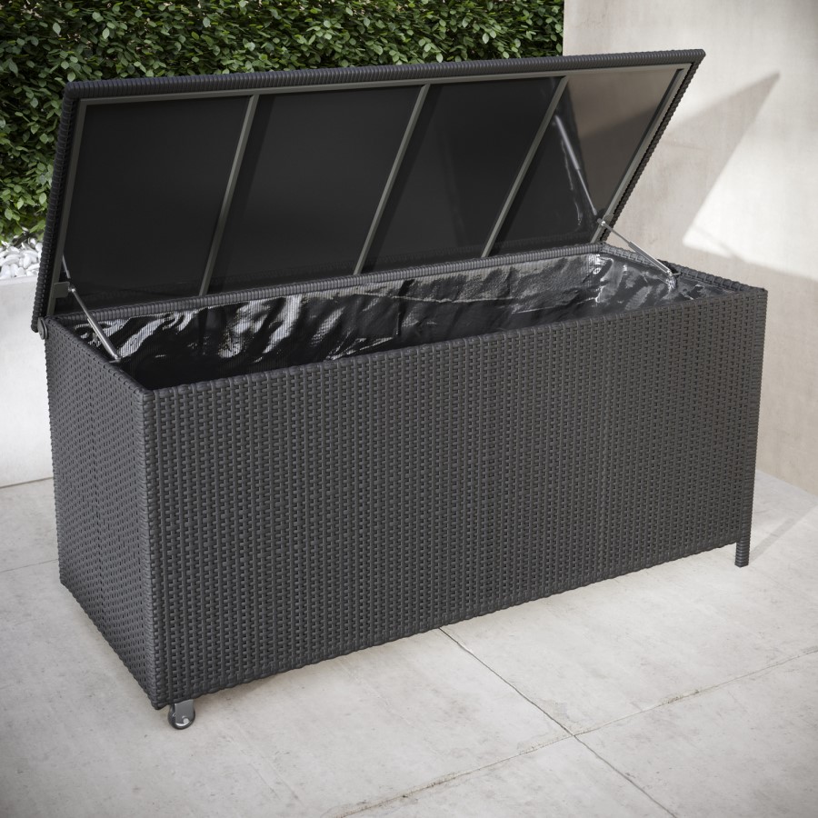 Medium Charcoal Rattan Garden Storage Box - 132.5 x 54.5cm