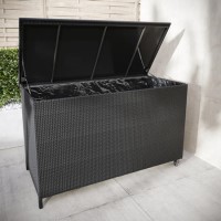 Large Charcoal Rattan Garden Storage Box - 159 x 75cm Large Charcoal Rattan Garden Storage Box - 159 x 75cm