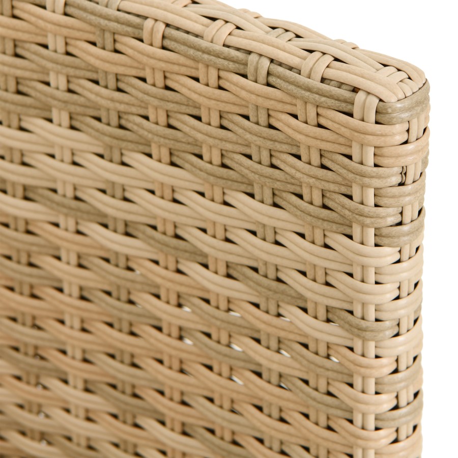 4 Seater Curved Beige Rattan Cube Dining Set with Parasol