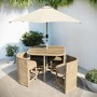 4 Seater Curved Beige Rattan Cube Dining Set with Parasol