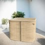 4 Seater Curved Beige Rattan Cube Dining Set with Parasol