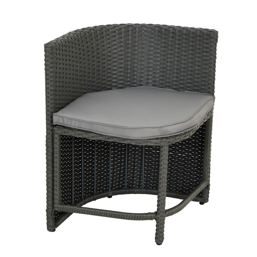 4 Seater Grey Rattan Cube Garden Dining Set with Matching Parasol