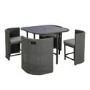 4 Seater Curved Grey Rattan Cube Garden Dining Set with Parasol