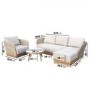 4 Seater Wood Effect Rattan Sofa Set with Round Coffee Table
