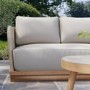 4 Seater Beige Wood Effect Rattan Garden Chaise Sofa Set with Round Coffee Table