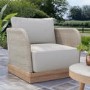 4 Seater Wood Effect Rattan Sofa Set with Round Coffee Table