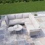 5 Seater Beige Rope Garden Corner Sofa Set with Nesting Tables