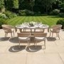 6 Seater Grey Garden Dining Set with Oval Table and Rattan Chairs