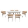 6 Seater Grey Garden Dining Set with Oval Table and Rattan Chairs