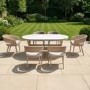 6 Seater Grey Garden Dining Set with Oval Table and Rattan Chairs