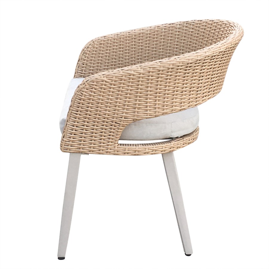 6 Seater Grey Garden Dining Set with Oval Table and Rattan Chairs