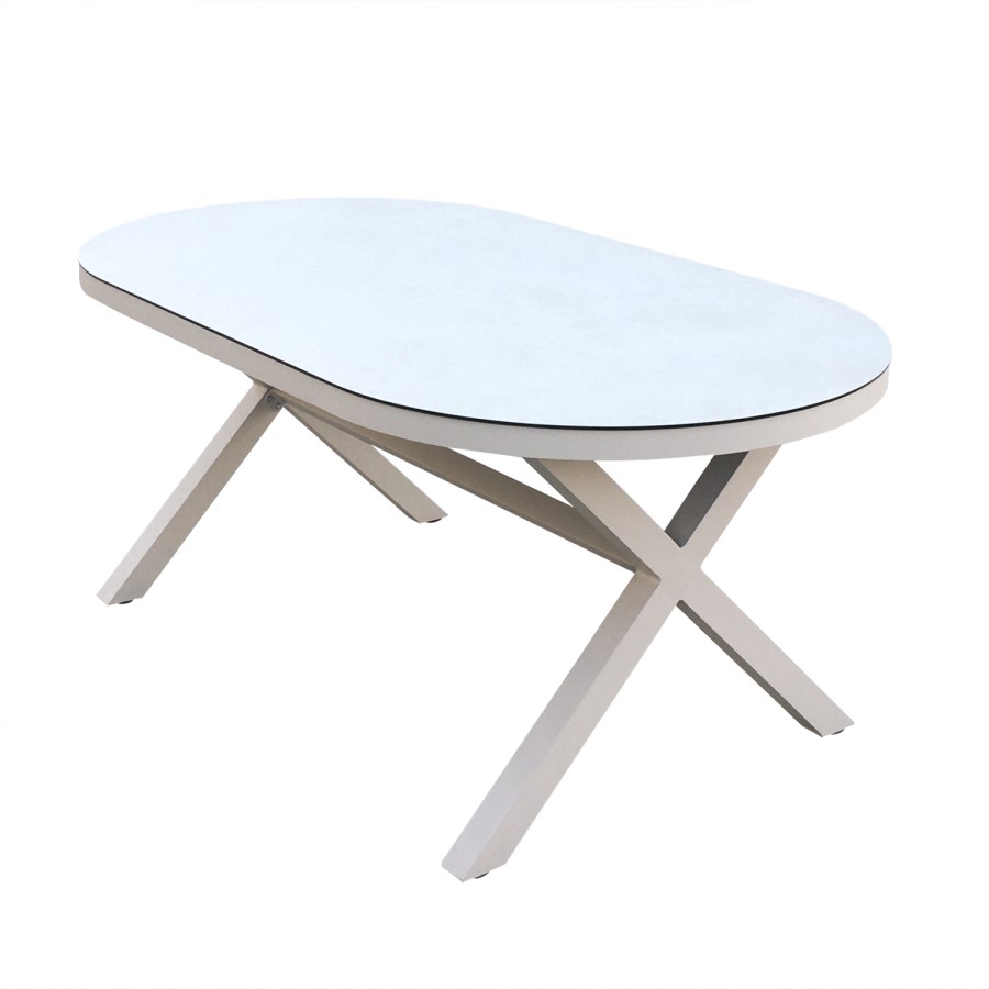 6 Seater Grey Garden Dining Set with Oval Table and Rattan Chairs