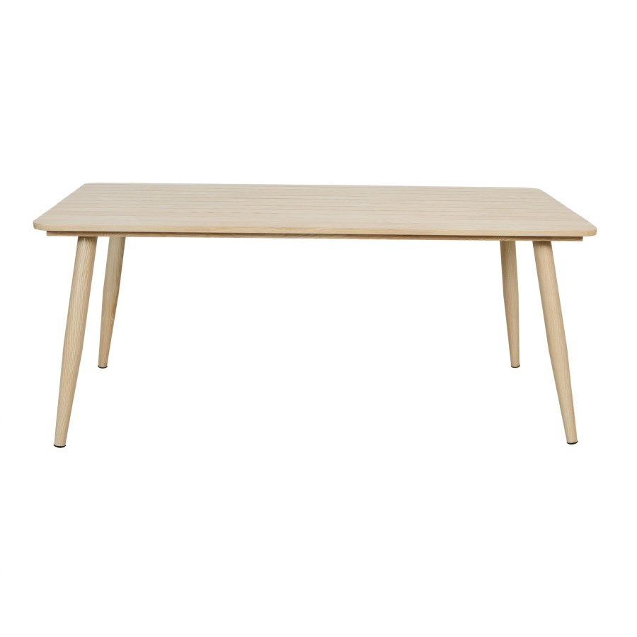 6 Seater Outdoor Dining Set with Rattan Chairs & Heat Transfer Wooden Effect