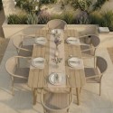 FTR243 6 Seater Wood Effect Garden Dining Set with Rattan Chairs