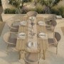 6 Seater Outdoor Dining Set with Rattan Chairs & Heat Transfer Wooden Effect