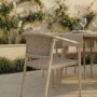 6 Seater Outdoor Dining Set with Rattan Chairs & Heat Transfer Wooden Effect