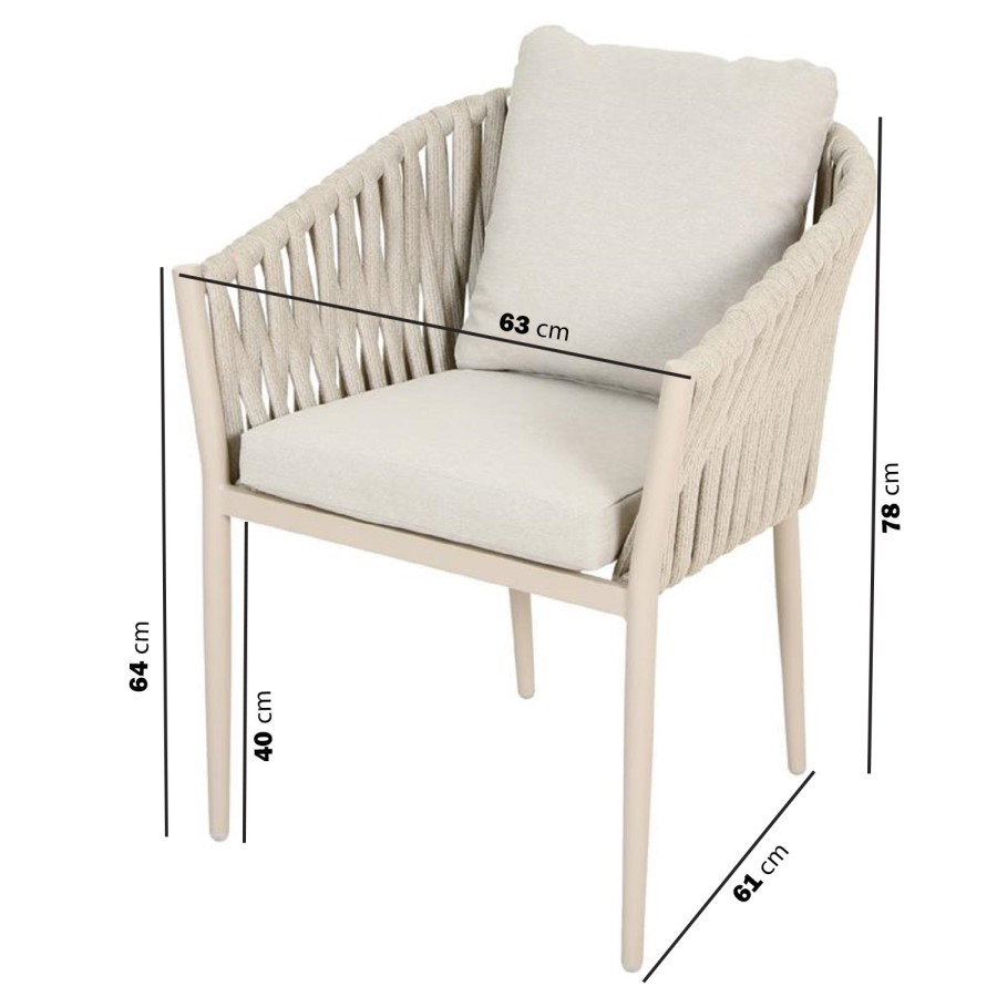 4 Seater Beige Garden Round Rope Dining Set 