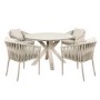 4 Seater Beige Garden Round Rope Dining Set 