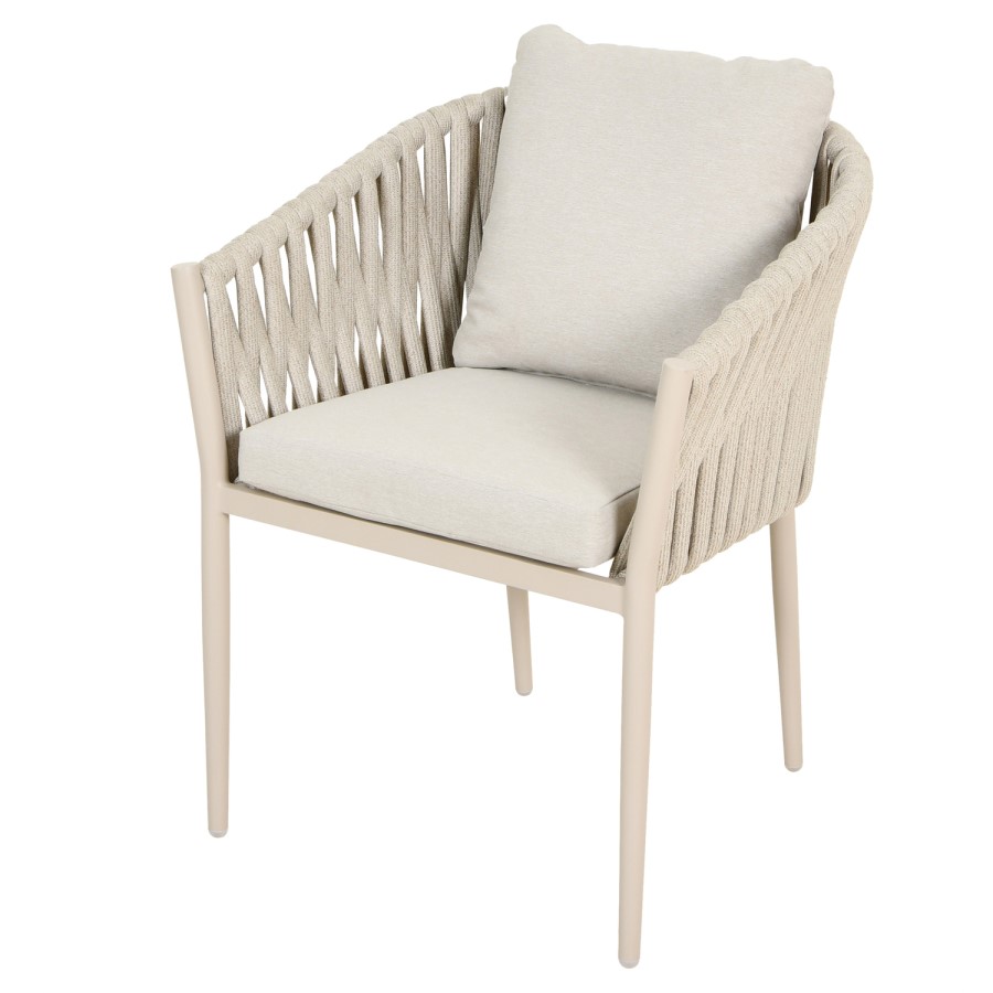 4 Seater Beige Garden Round Rope Dining Set 