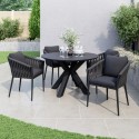 FTR245 4 Seater Black Rope Round Garden Dining Set