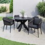 4 Seater Black Garden Round Rope Dining Set
