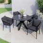 4 Seater Black Garden Round Rope Dining Set