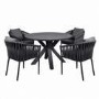 4 Seater Black Garden Round Rope Dining Set