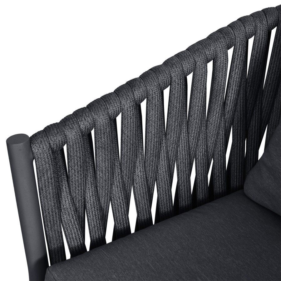 4 Seater Black Rope Round Garden Dining Set