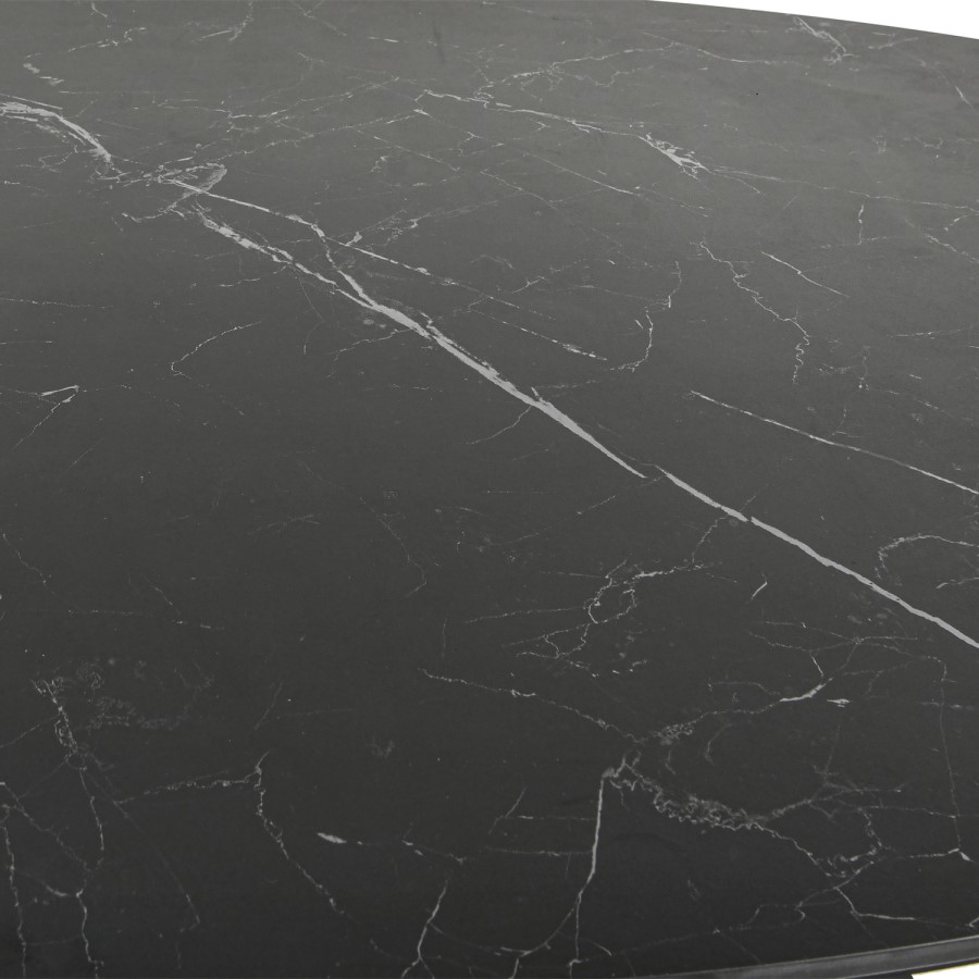 6 Seater Black Garden Wicker Dining Set with Sintered Stone Oval Table 