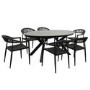 6 Seater Black Garden Wicker Dining Set with Sintered Stone Oval Table 