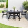 6 Seater Black Garden Wicker Dining Set with Sintered Stone Oval Table 