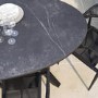6 Seater Black Garden Wicker Dining Set with Sintered Stone Oval Table 
