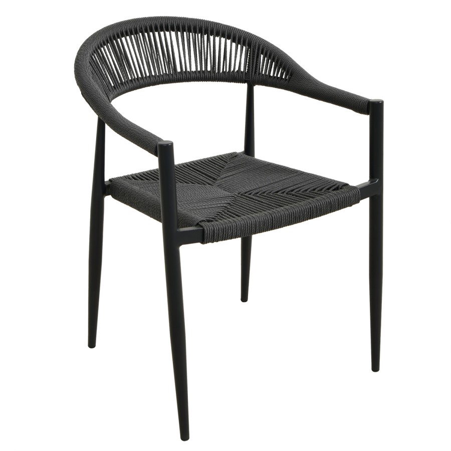 6 Seater Black Garden Wicker Dining Set with Sintered Stone Oval Table 