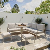 7 Seater Aluminium Corner Garden Dining Set with Height Adjustable Table