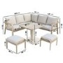 7 Seater Aluminium Corner Garden Dining Set with Height Adjustable Table