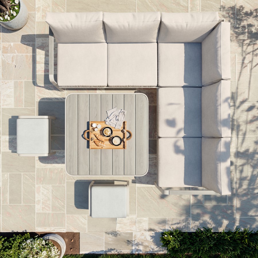 7 Seater Aluminium Corner Garden Dining Set with Height Adjustable Table