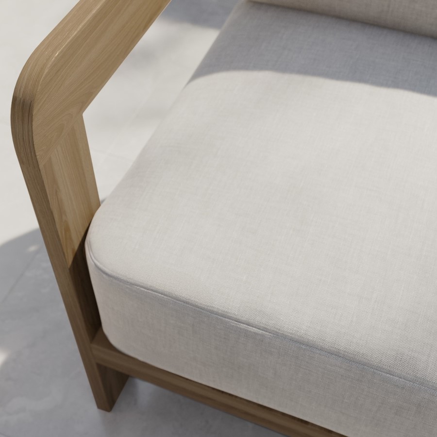 5 Seater Wood Effect Beige Garden Sofa Set with Nesting Tables