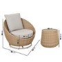 2 Seater Beige Rattan Round Bistro Set with Swivel Chairs and Table