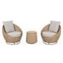 2 Seater Beige Rattan Round Bistro Set with Swivel Chairs and Table