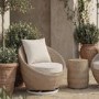 2 Seater Beige Rattan Round Bistro Set with Swivel Chairs and Table