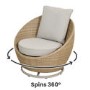 2 Seater Beige Rattan Round Bistro Set with Swivel Chairs and Table