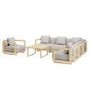 6 Seater Beige Aluminium Wood Effect Garden Sofa with Matching Coffee Table