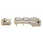 6 Seater Beige Aluminium Wood Effect Garden Sofa with Matching Coffee Table