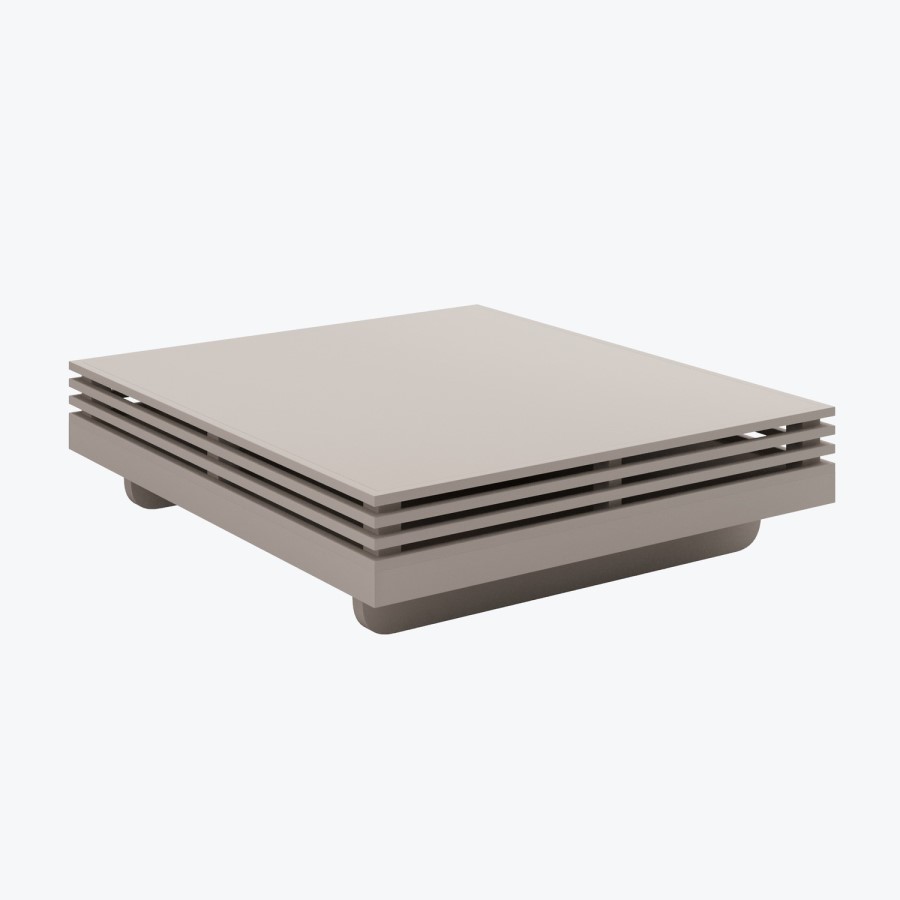 6 Seater Beige Fluted Garden Corner Sofa & Armchair Set with Coffee Table