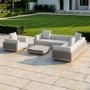 6 Seater Beige Fluted Garden Sofa Set with Coffee Table