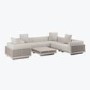 6 Seater Beige Fluted Garden Sofa Set with Coffee Table