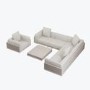 6 Seater Beige Fluted Garden Sofa Set with Coffee Table