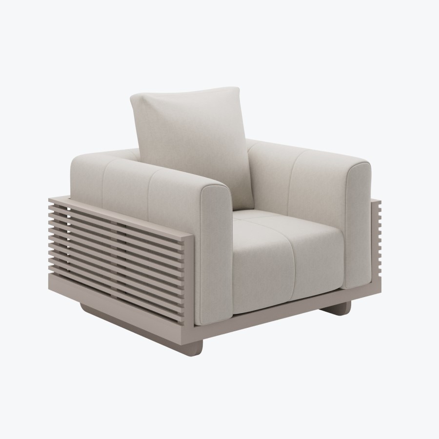 6 Seater Beige Fluted Garden Sofa Set with Coffee Table