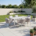 FTR256 6 Seater Beige Aluminium Extendable Garden Dining Set with Rope Chairs