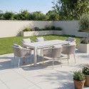 FTR256 6 Seater Beige Aluminium Extendable Garden Dining Set with Rope Chairs 